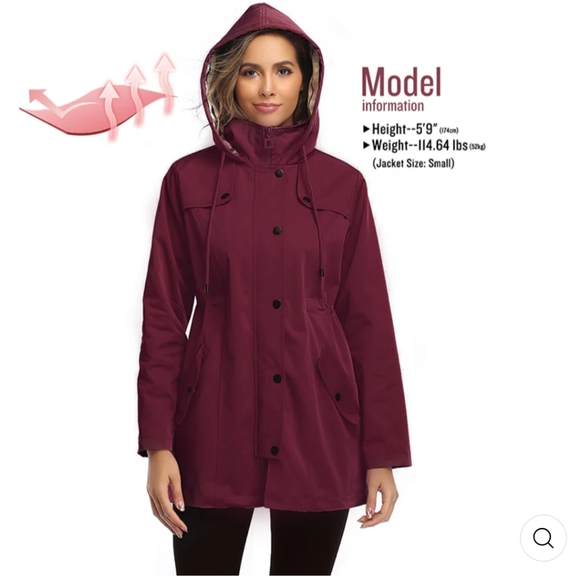 Burgundy Raincoat/Windbreaker Size 2XL - Picture 6 of 9